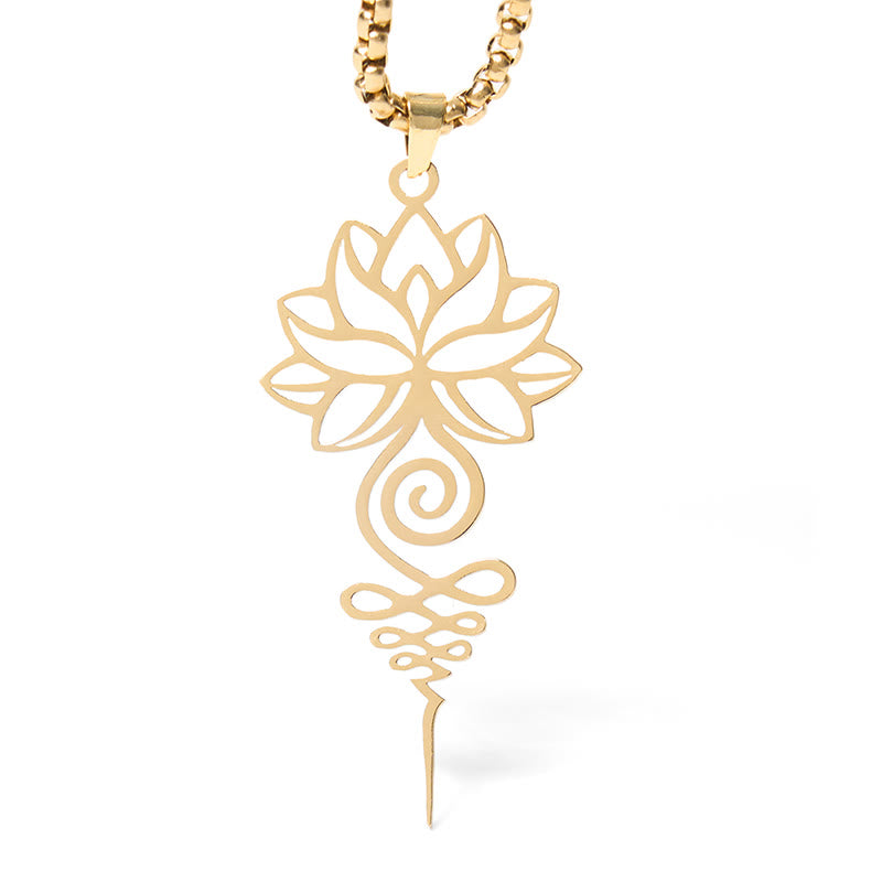 Collier pendentif en acier inoxydable représentant le symbole du chakra Unalome et des Buddha Stones - image 11