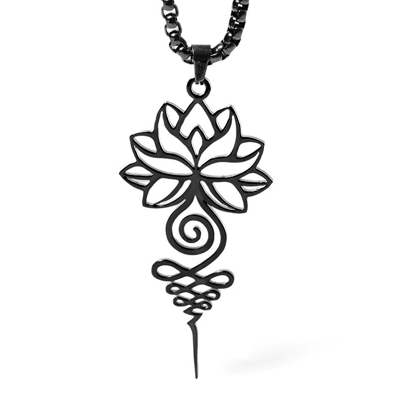 Collier pendentif en acier inoxydable représentant le symbole du chakra Unalome et des Buddha Stones - image 17