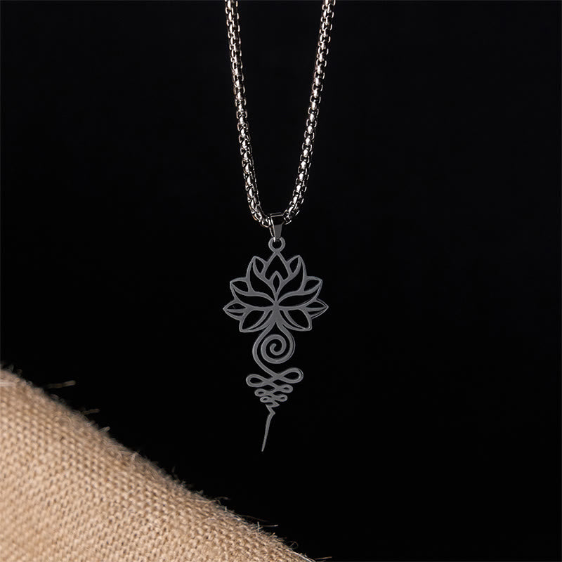 Collier pendentif en acier inoxydable représentant le symbole du chakra Unalome et des Buddha Stones - image 13
