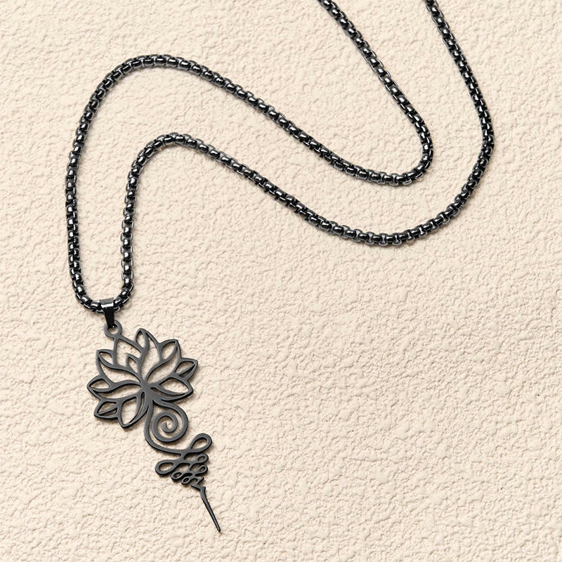 Collier pendentif en acier inoxydable représentant le symbole du chakra Unalome et des Buddha Stones - image 15
