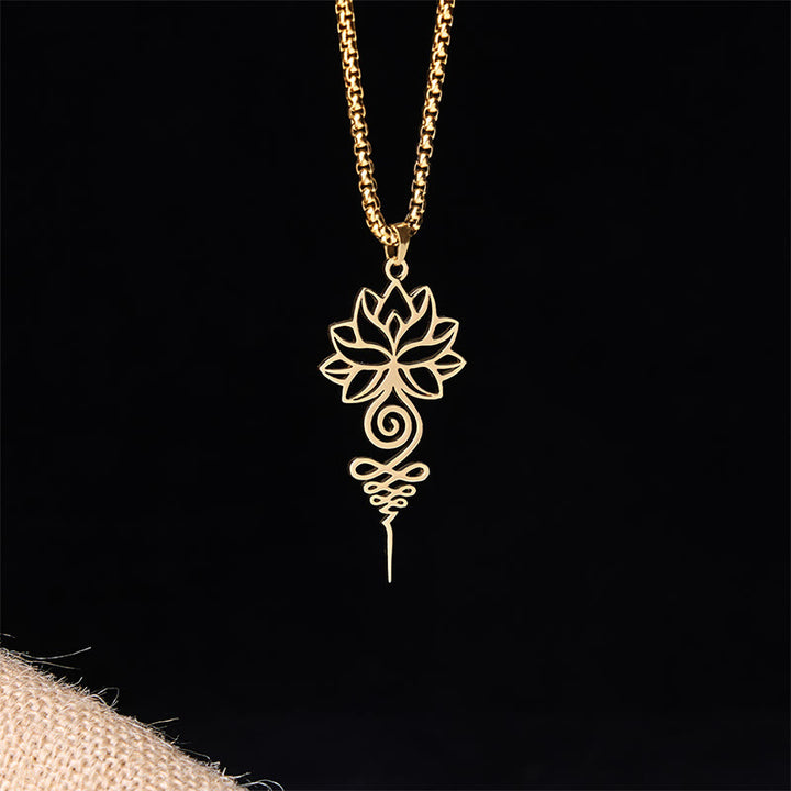 Collier pendentif en acier inoxydable représentant le symbole du chakra Unalome et des Buddha Stones - image 8
