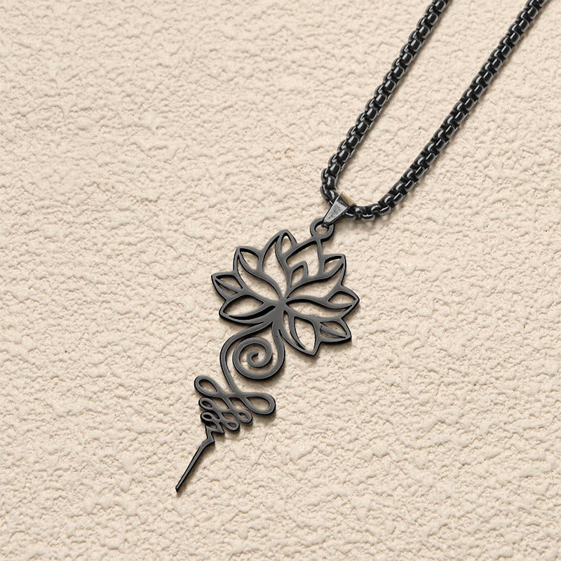 Collier pendentif en acier inoxydable représentant le symbole du chakra Unalome et des Buddha Stones - image 14