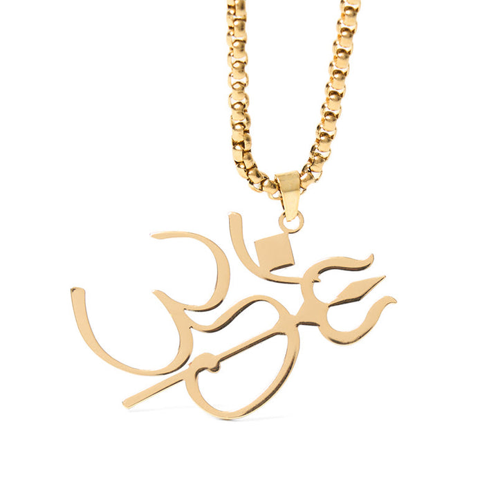 Collier pendentif en acier inoxydable avec symbole OM et trident en Buddha Stones - image 5