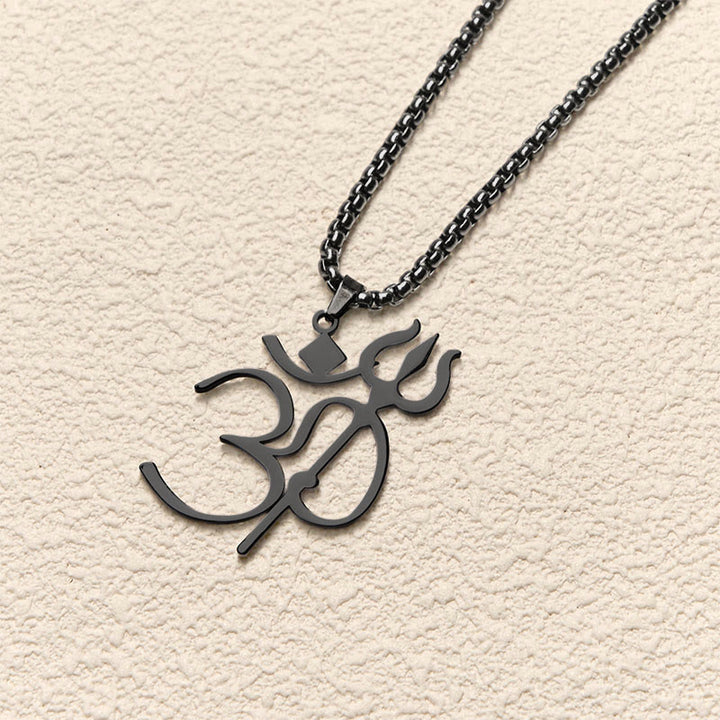 Collier pendentif en acier inoxydable avec symbole OM et trident en Buddha Stones - image 15