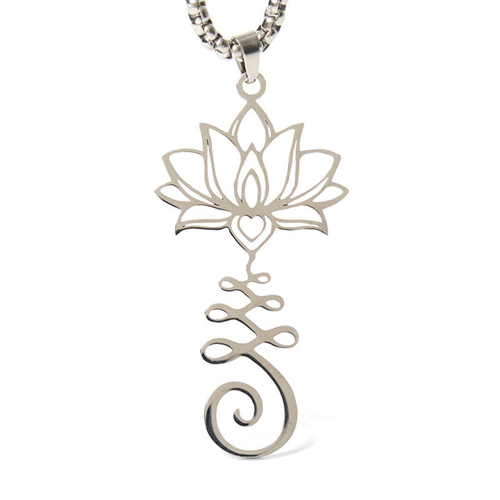 Collier pendentif en acier inoxydable Buddha Stones et symbole des chakras, motif irrégulier, lotus, illumination - image 5