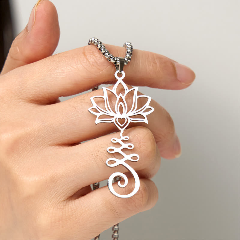Collier pendentif en acier inoxydable Buddha Stones et symbole des chakras, motif irrégulier, lotus, illumination - image 4