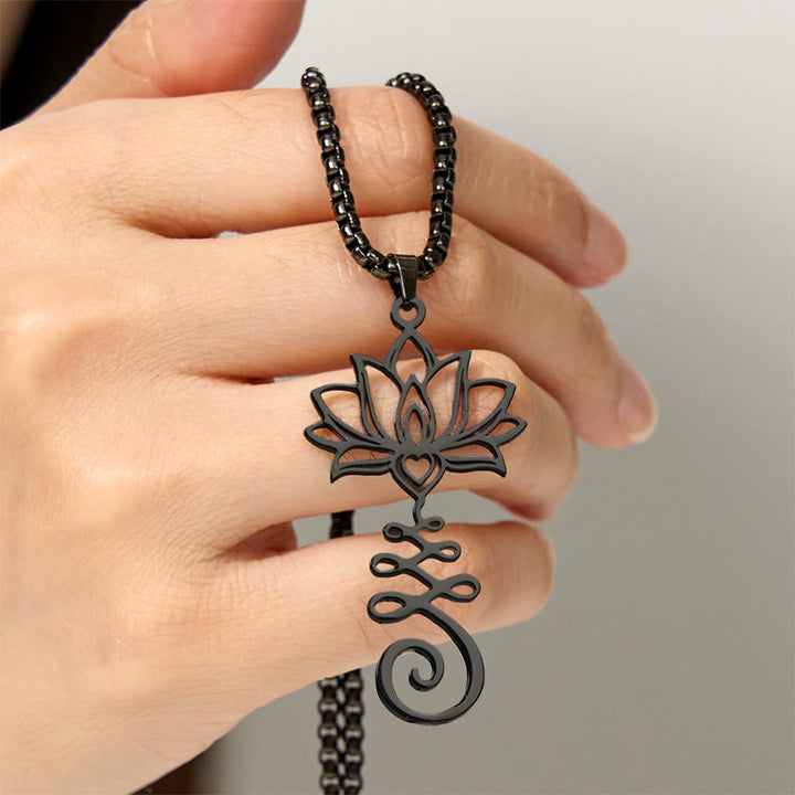 Collier pendentif en acier inoxydable Buddha Stones et symbole des chakras, motif irrégulier, lotus, illumination - image 17