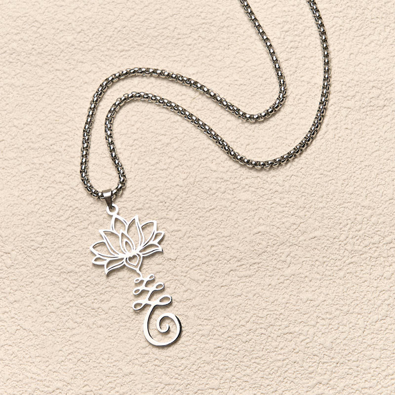 Collier pendentif en acier inoxydable Buddha Stones et symbole des chakras, motif irrégulier, lotus, illumination - image 3