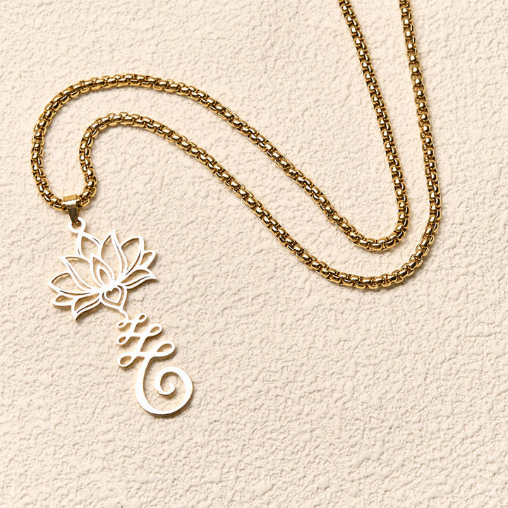 Collier pendentif en acier inoxydable Buddha Stones et symbole des chakras, motif irrégulier, lotus, illumination - image 10