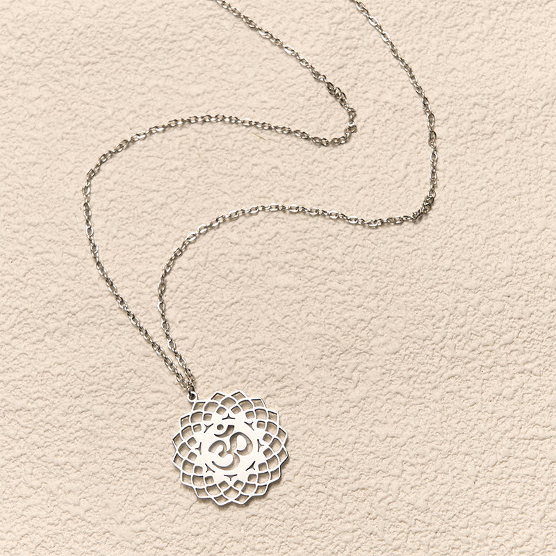 Collier pendentif en acier inoxydable avec Buddha Stones et lotus creux, symbole Om - image 12