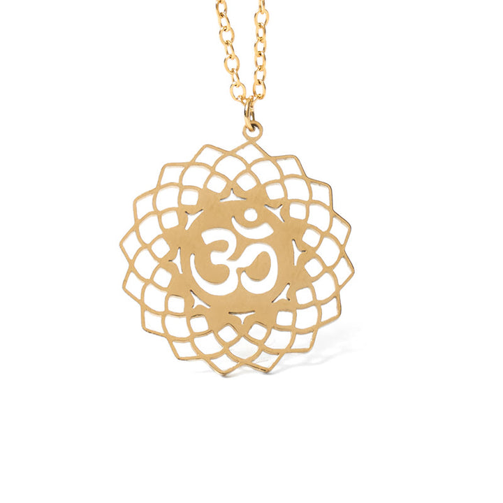 Collier pendentif en acier inoxydable avec Buddha Stones et lotus creux, symbole Om - image 6