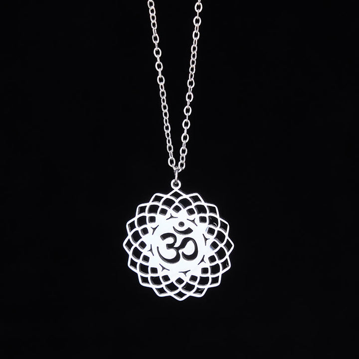 Collier pendentif en acier inoxydable avec Buddha Stones et lotus creux, symbole Om - image 10