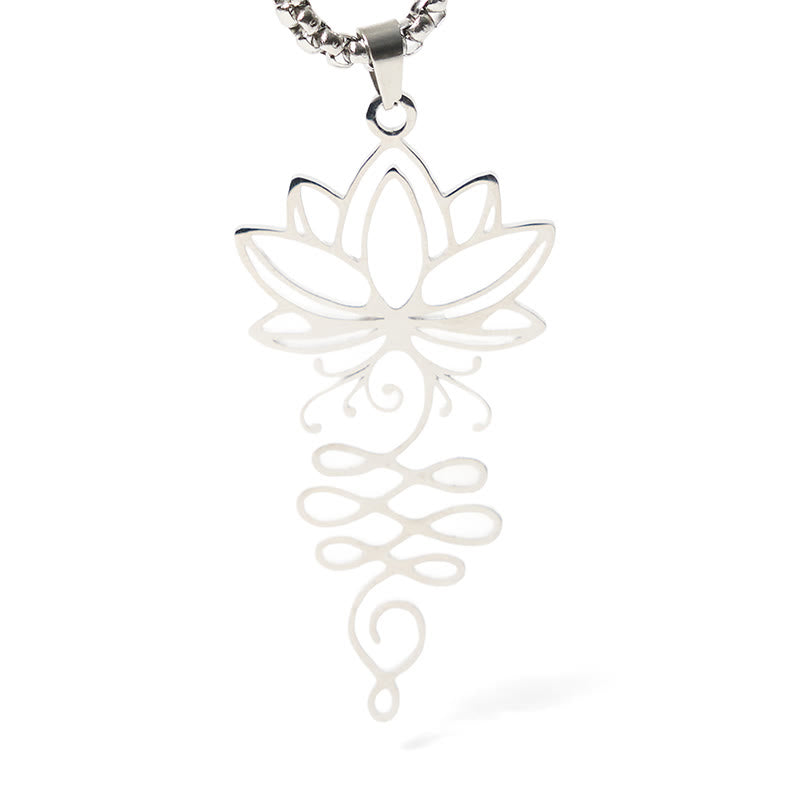 Collier pendentif en acier inoxydable avec Buddha Stones et vignes de lotus, symbole des chakras - image 5