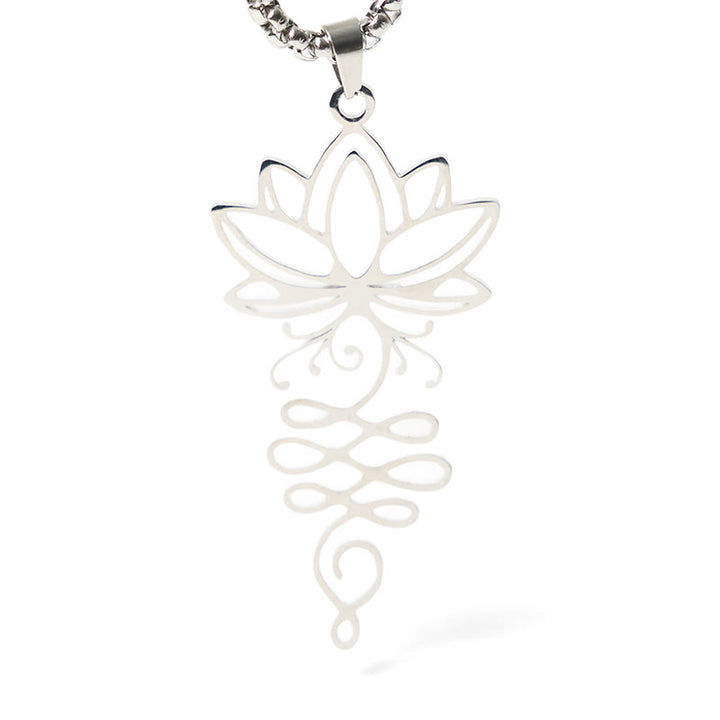 Collier pendentif en acier inoxydable avec Buddha Stones et vignes de lotus, symbole des chakras - image 5