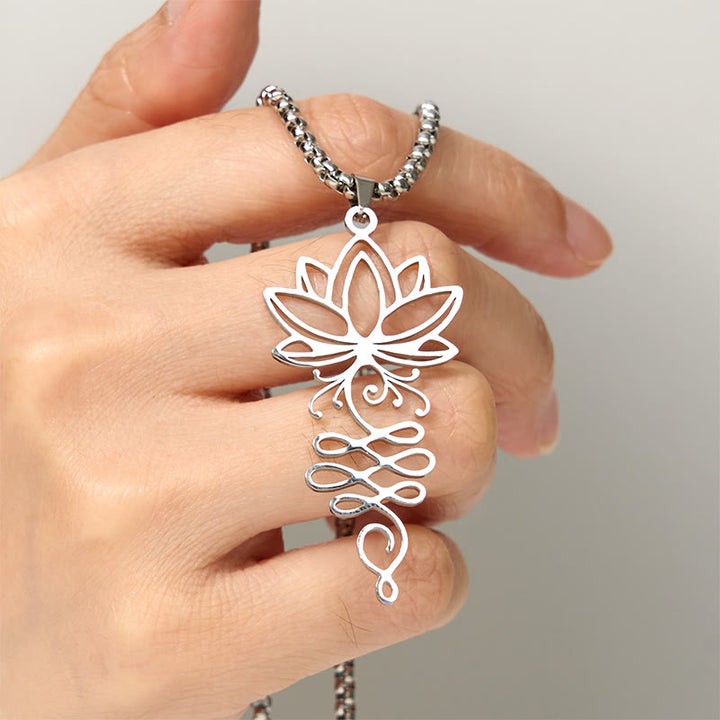Collier pendentif en acier inoxydable avec Buddha Stones et vignes de lotus, symbole des chakras - image 4