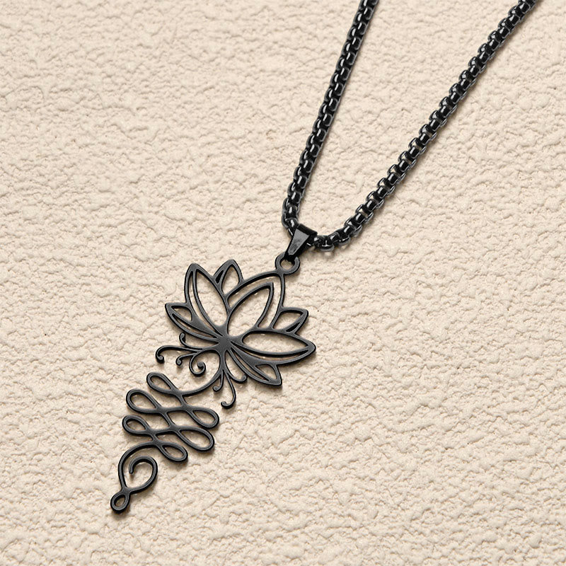 Collier pendentif en acier inoxydable avec Buddha Stones et vignes de lotus, symbole des chakras - image 11