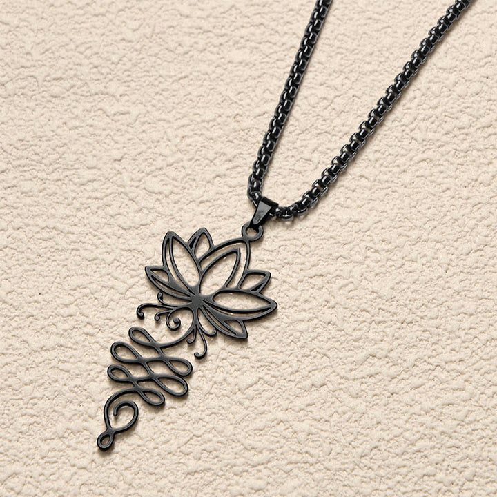 Collier pendentif en acier inoxydable avec Buddha Stones et vignes de lotus, symbole des chakras - image 11