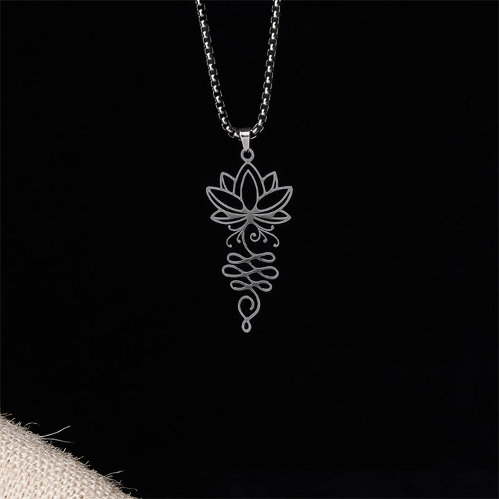 Collier pendentif en acier inoxydable avec Buddha Stones et vignes de lotus, symbole des chakras - image 10