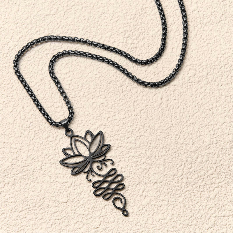 Collier pendentif en acier inoxydable avec Buddha Stones et vignes de lotus, symbole des chakras - image 12