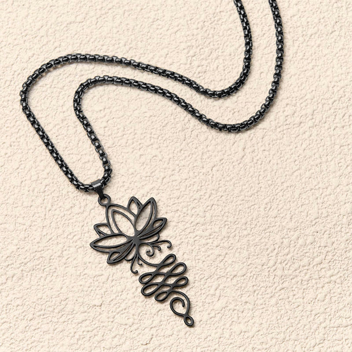 Collier pendentif en acier inoxydable avec Buddha Stones et vignes de lotus, symbole des chakras - image 12
