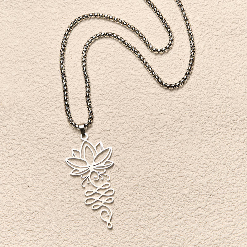 Collier pendentif en acier inoxydable avec Buddha Stones et vignes de lotus, symbole des chakras - image 3