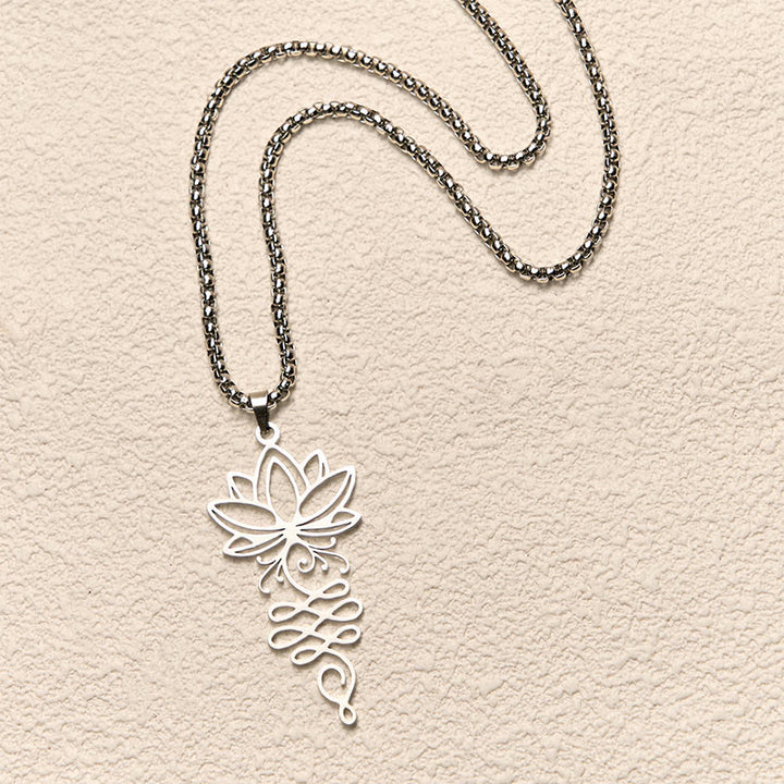 Collier pendentif en acier inoxydable avec Buddha Stones et vignes de lotus, symbole des chakras - image 3