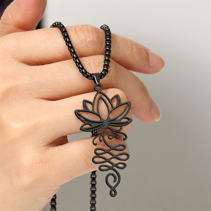 Collier pendentif en acier inoxydable avec Buddha Stones et vignes de lotus, symbole des chakras - image 13