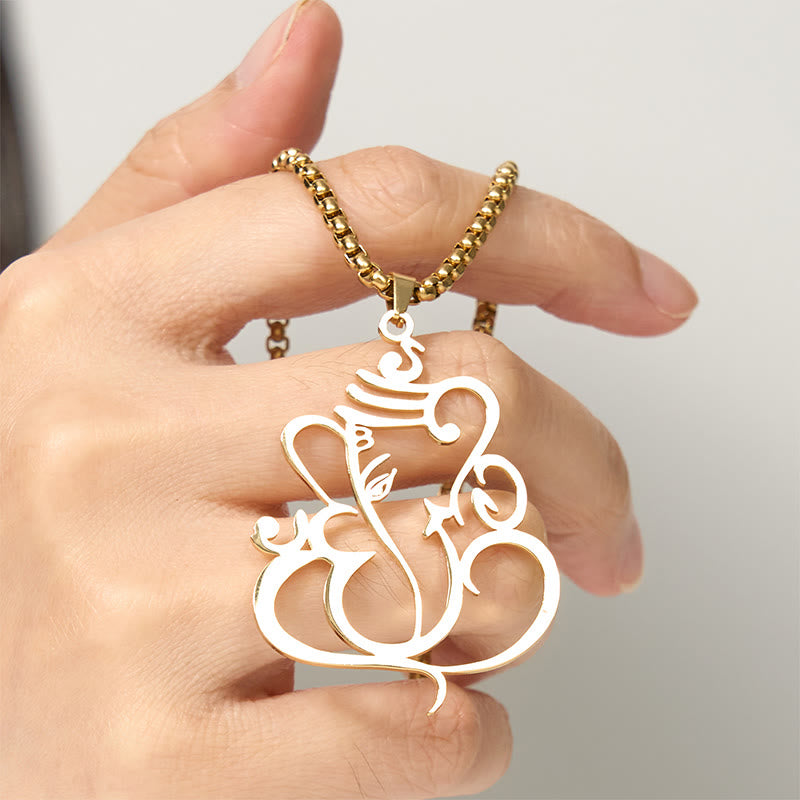 Collier pendentif de protection en acier inoxydable avec Buddha Stones, Ganesh et éléphant - image 4