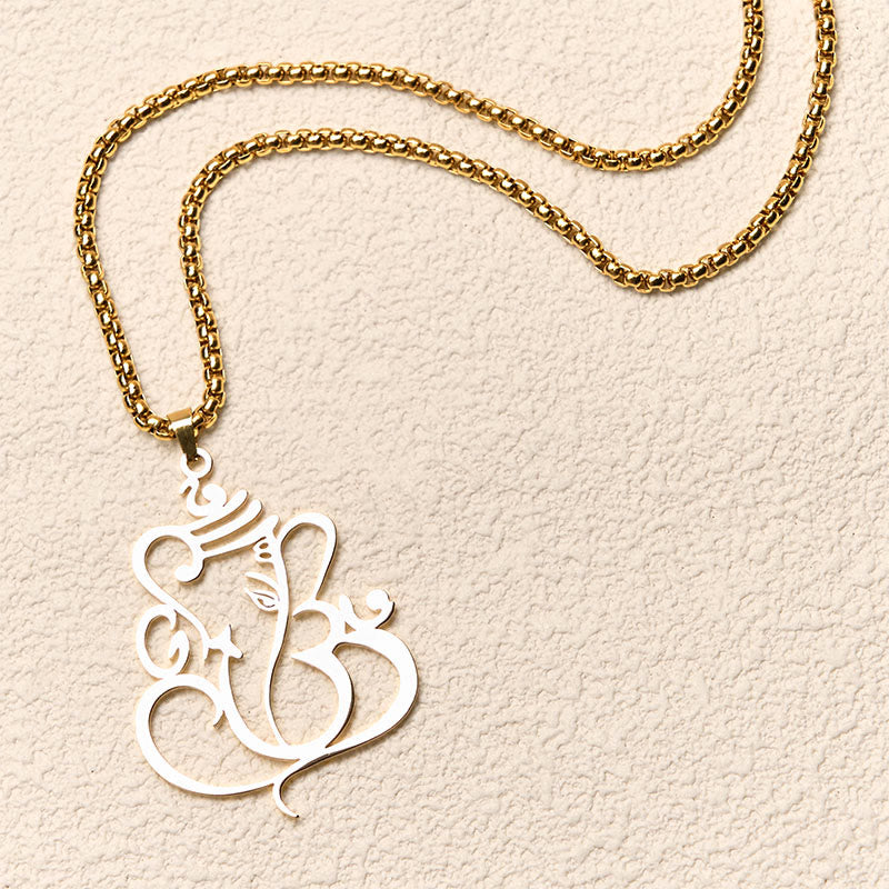 Collier pendentif de protection en acier inoxydable avec Buddha Stones, Ganesh et éléphant - image 2