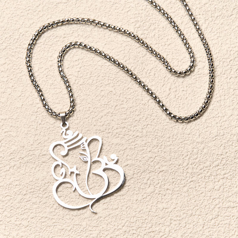 Collier pendentif de protection en acier inoxydable avec Buddha Stones, Ganesh et éléphant - image 9