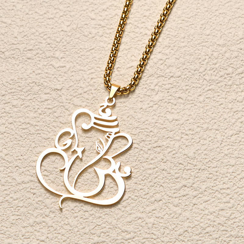 Collier pendentif de protection en acier inoxydable avec Buddha Stones, Ganesh et éléphant - image 3