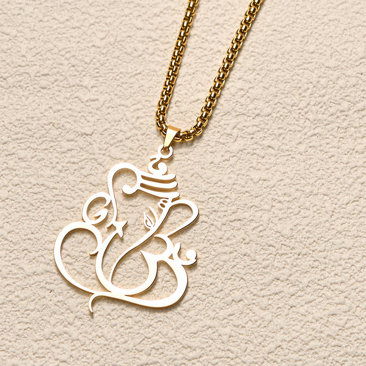 Collier pendentif de protection en acier inoxydable avec Buddha Stones, Ganesh et éléphant - image 3