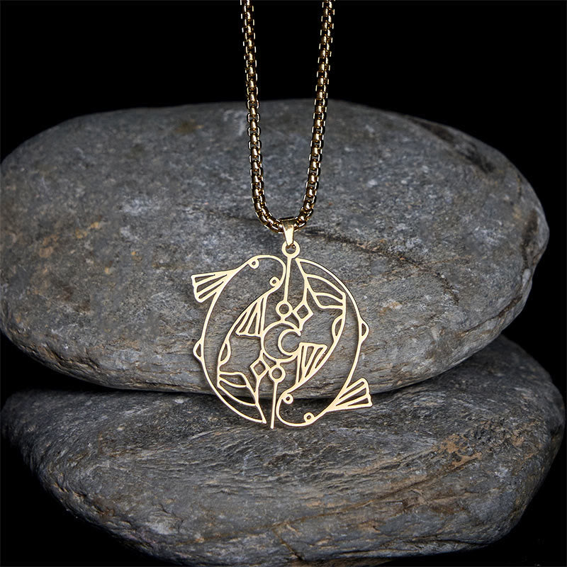 Collier pendentif porte-bonheur en acier inoxydable avec Buddha Stones et poisson koï vintage creux - image 8