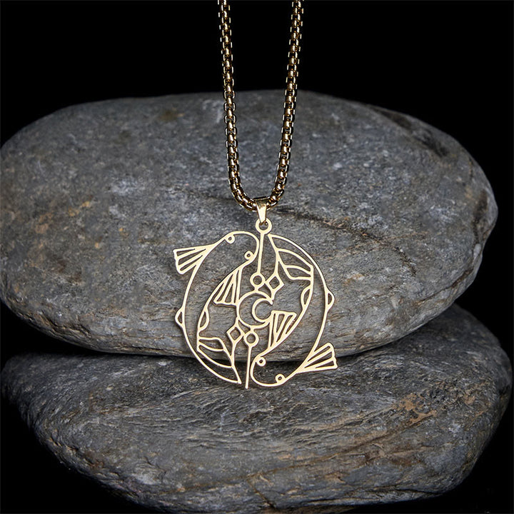 Collier pendentif porte-bonheur en acier inoxydable avec Buddha Stones et poisson koï vintage creux - image 8