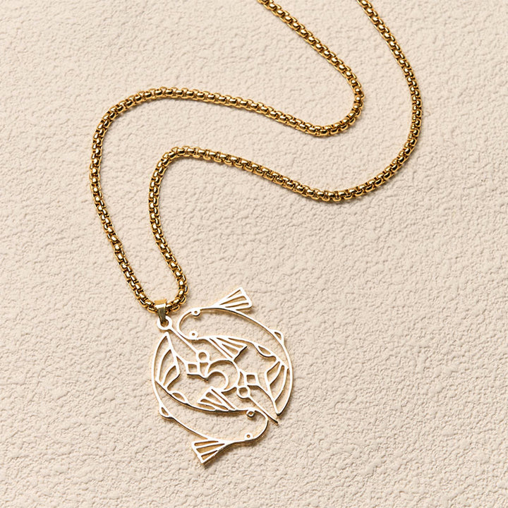 Collier pendentif porte-bonheur en acier inoxydable avec Buddha Stones et poisson koï vintage creux - image 10