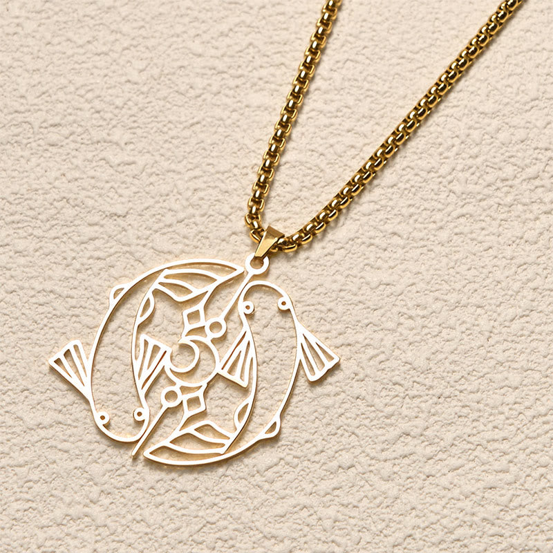 Collier pendentif porte-bonheur en acier inoxydable avec Buddha Stones et poisson koï vintage creux - image 9