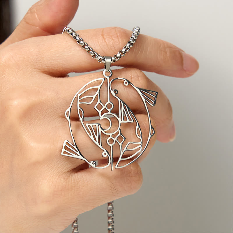 Collier pendentif porte-bonheur en acier inoxydable avec Buddha Stones et poisson koï vintage creux - image 4