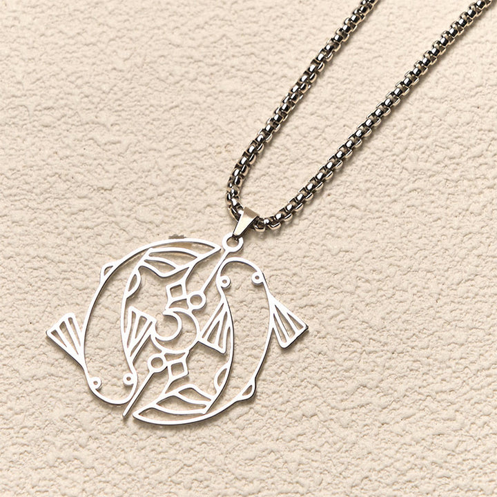 Collier pendentif porte-bonheur en acier inoxydable avec Buddha Stones et poisson koï vintage creux - image 2