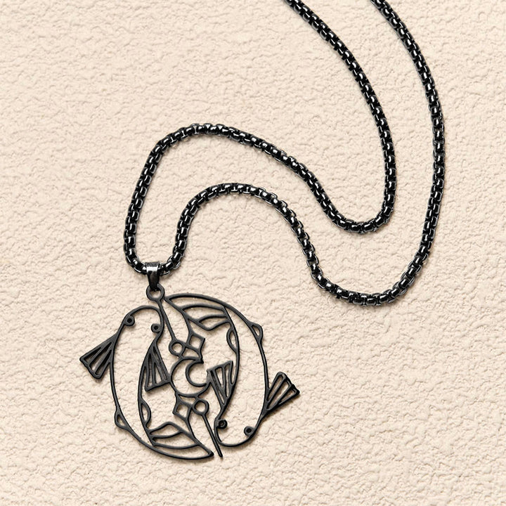 Collier pendentif porte-bonheur en acier inoxydable avec Buddha Stones et poisson koï vintage creux - image 16