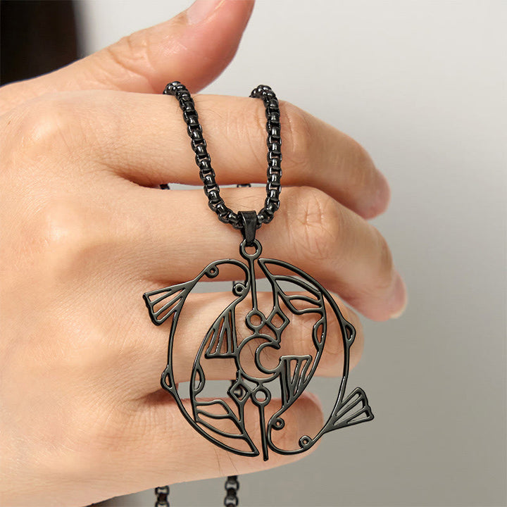 Collier pendentif porte-bonheur en acier inoxydable avec Buddha Stones et poisson koï vintage creux - image 17