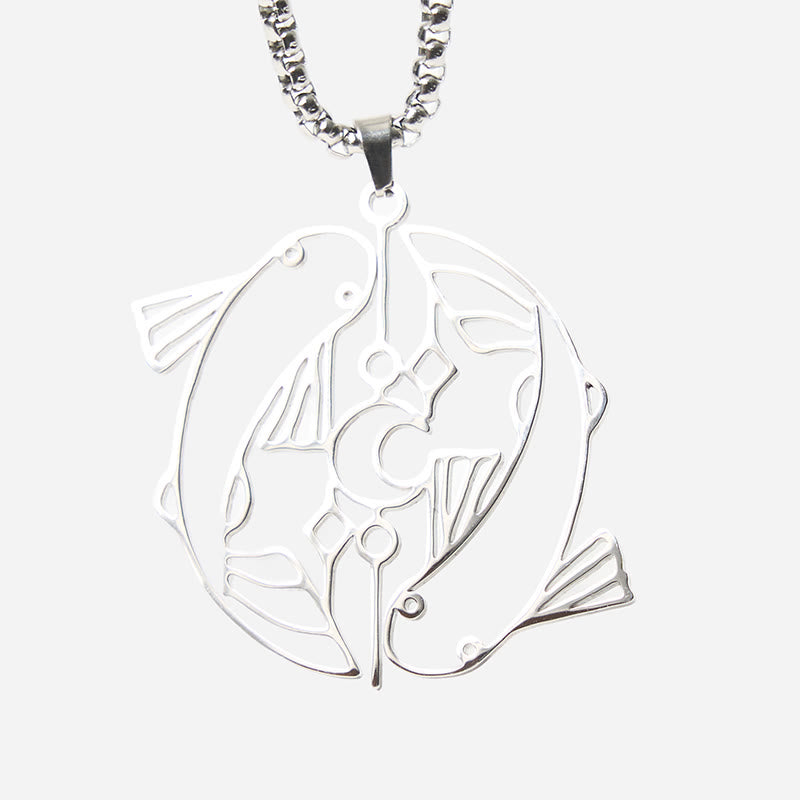 Collier pendentif porte-bonheur en acier inoxydable avec Buddha Stones et poisson koï vintage creux - image 5