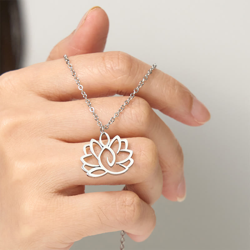 Collier pendentif en acier inoxydable avec Buddha Stones et lotus creux - image 4