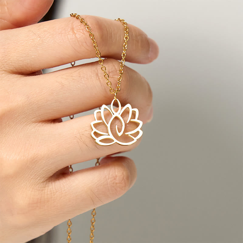 Collier pendentif en acier inoxydable avec Buddha Stones et lotus creux - image 11