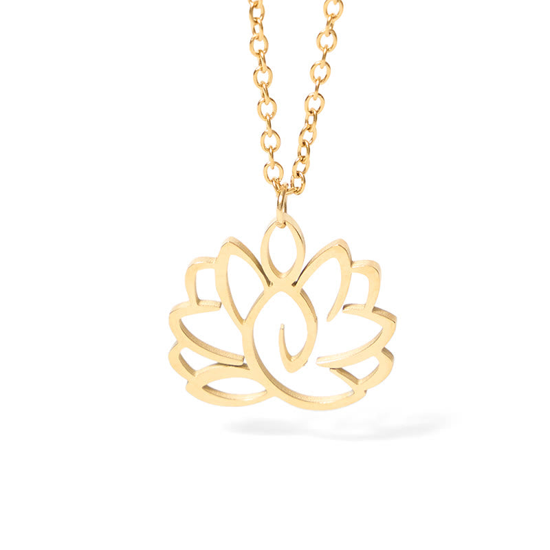 Collier pendentif en acier inoxydable avec Buddha Stones et lotus creux - image 12