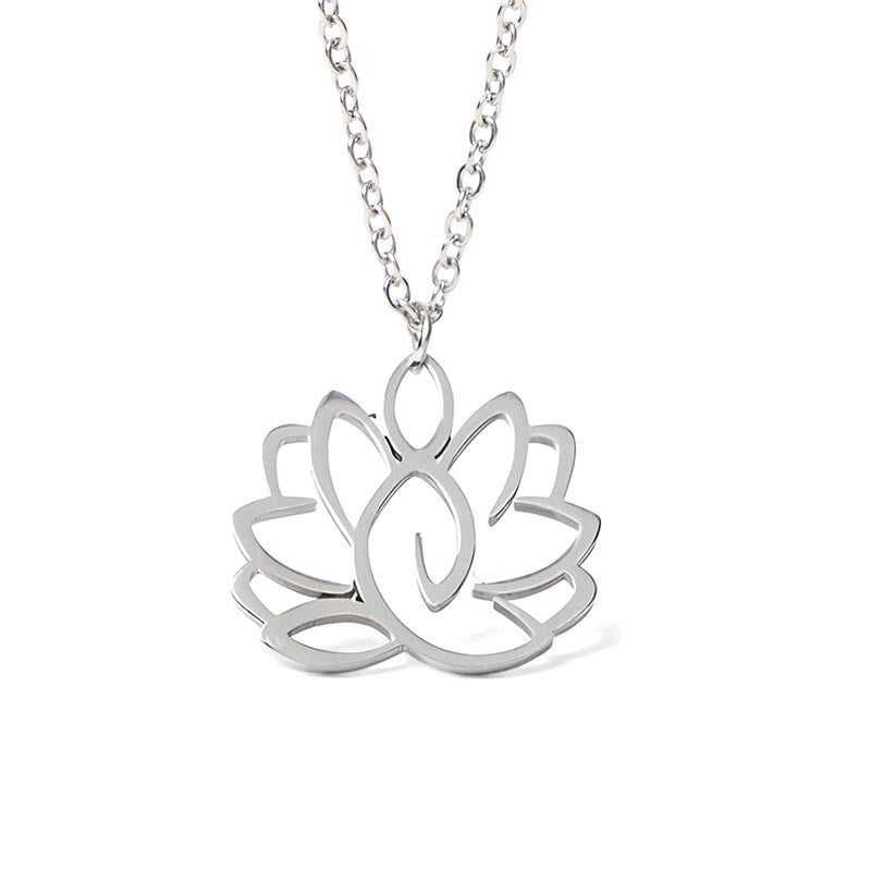 Collier pendentif en acier inoxydable avec Buddha Stones et lotus creux - image 5