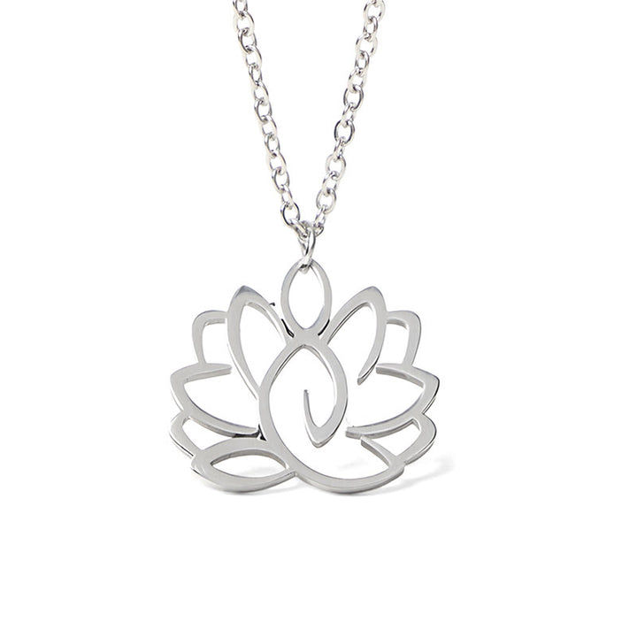 Collier pendentif en acier inoxydable avec Buddha Stones et lotus creux - image 5