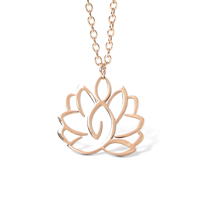 Collier pendentif en acier inoxydable avec Buddha Stones et lotus creux - image 18