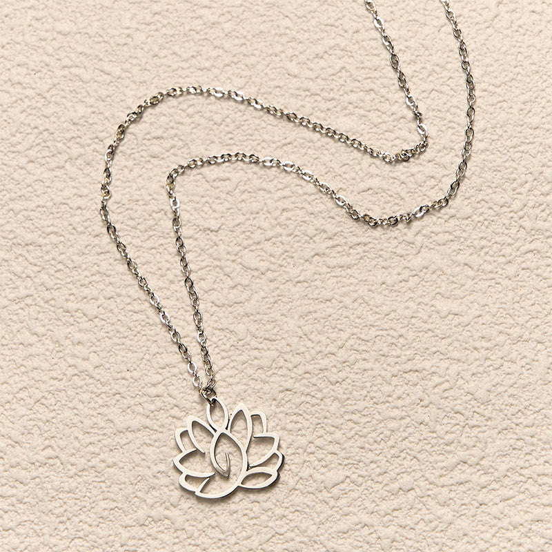 Collier pendentif en acier inoxydable avec Buddha Stones et lotus creux - image 2