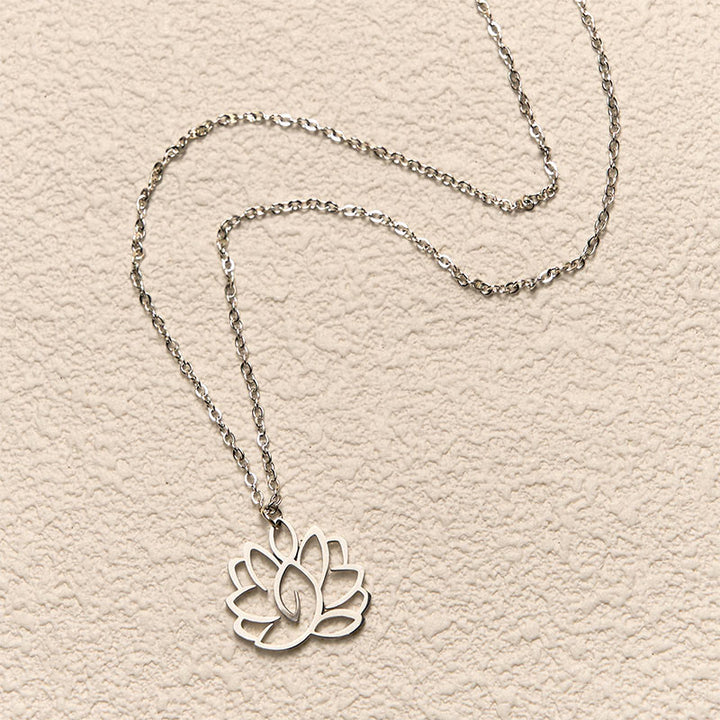 Collier pendentif en acier inoxydable avec Buddha Stones et lotus creux - image 2