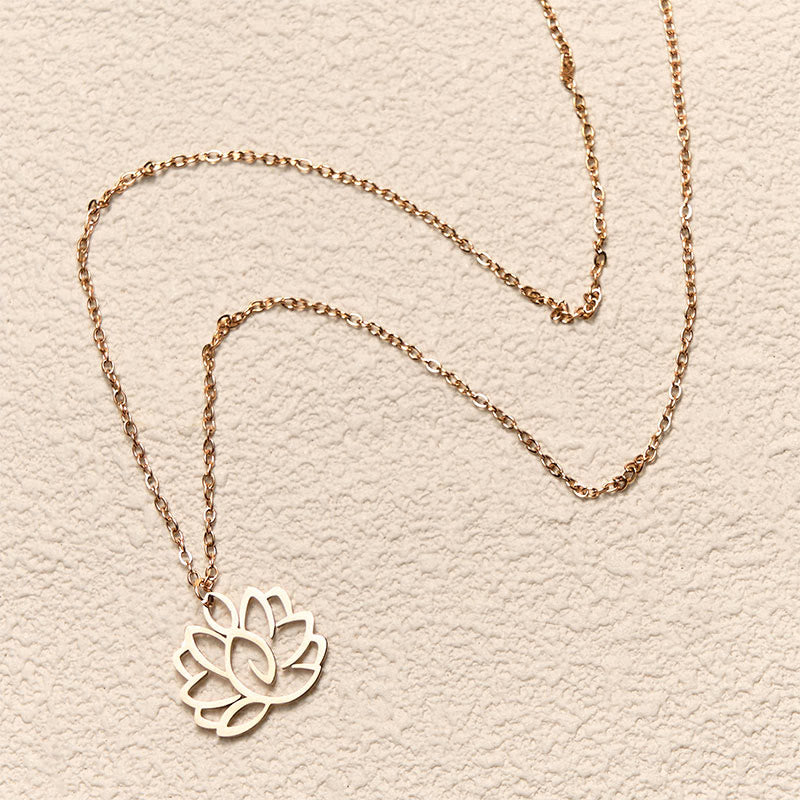 Collier pendentif en acier inoxydable avec Buddha Stones et lotus creux - image 15